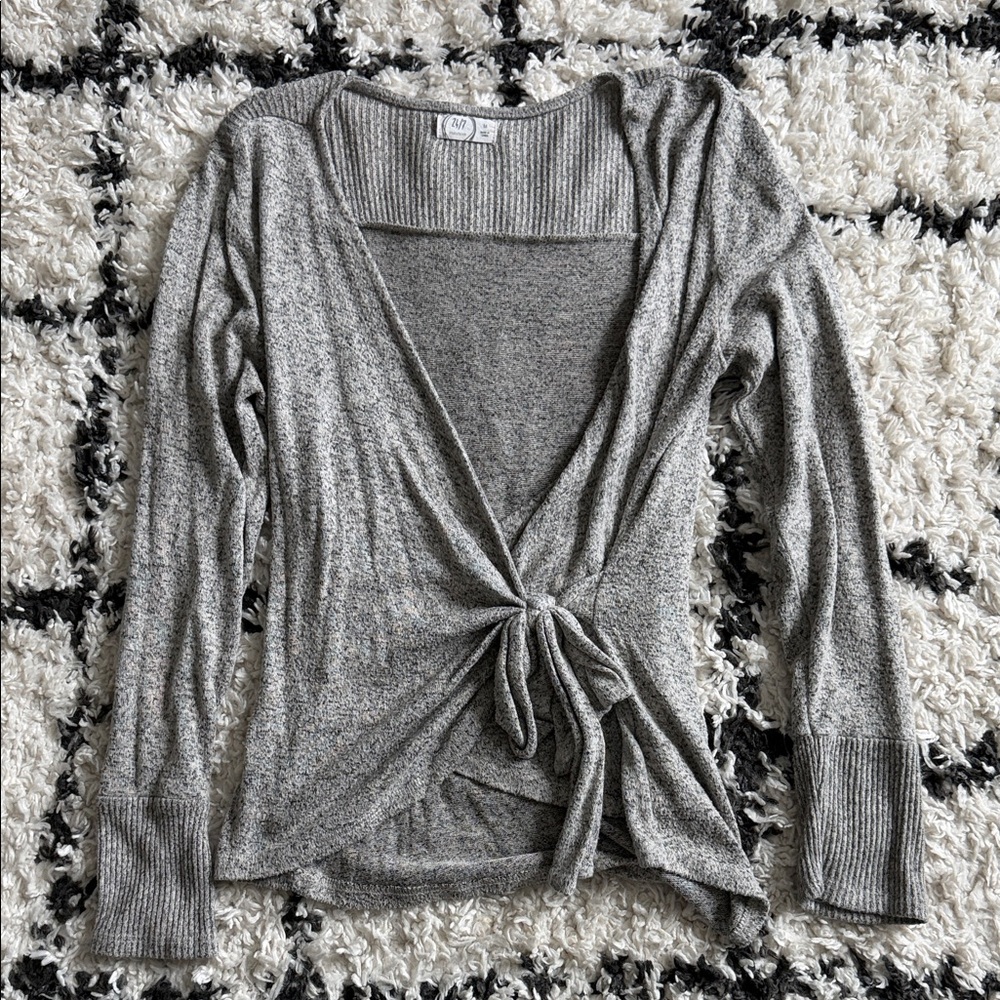 Gray Wrap Long Sleeve Top